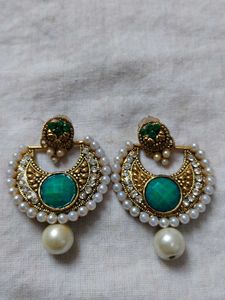 Designer Pearl &amp; Emerald Earrings