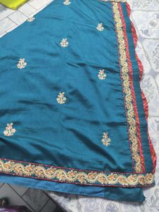 Teal Saree with Embellished Border