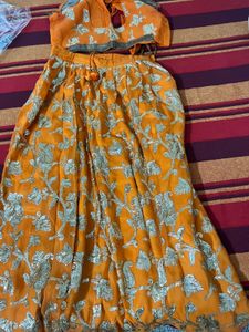 Designer Orange Floral Lehenga Choli Set