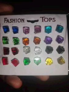 Pack Of 12 Pairs Studs Crystal Earrings