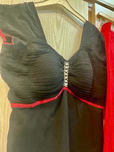 Embellished fitted crop top w harem pants