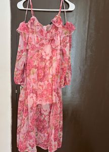 Floral Ruffle Shoulder Dress