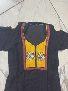 Stylish Black Kurta with Yellow Pants