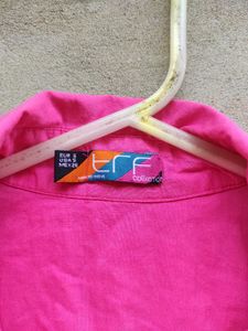 Bright Pink Short Sleeve Button-Up Shirt