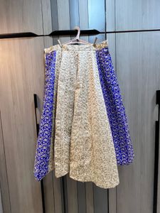 Elegant Cream &amp; Royal Blue Lengha Set