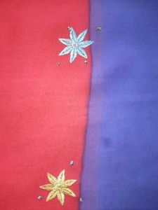Purple &amp; Pink Saree with Blouse Piece