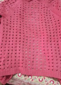 Pink Crochet Cardigan