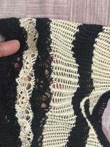 Striped Crochet Knit Top