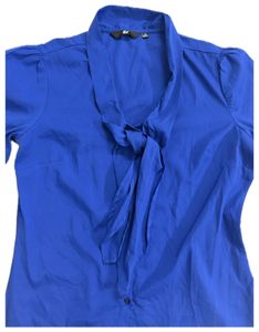 Royal Blue Tie-Up Detail Button-Up Shirt