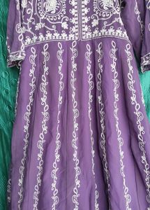Elegant Purple Kurta Set with White Embroidery