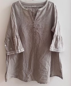 Diza / Westside - Elegant Taupe Cotton Kurta