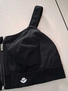 4XL Black Front Zip Sports Bra