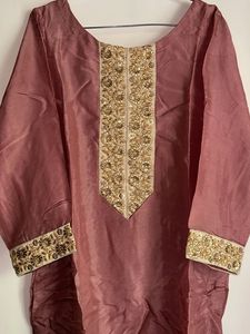 Pink Embroidered Silk Kurta set