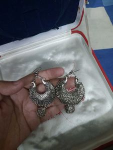 Boho Oxidized Silver Earrings