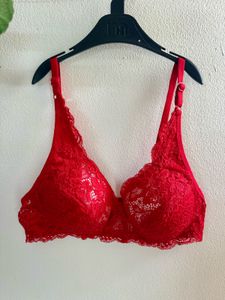Red Lace Bra and Panty Set with removable pad
