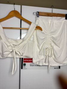 Co-ord ribbed White Two-Piece Set