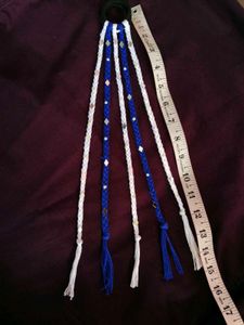 blue and white hair accessories for navratri