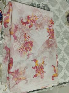 White and pink Floral Print Saree 💗🤍🌸