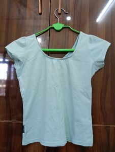Light Blue V-Neck Wrap Top