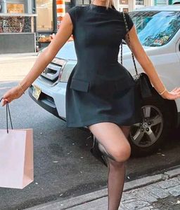 Chic Black Cap Sleeve Mini Dress