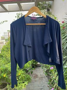 Navy Blue Cropped Cardigan