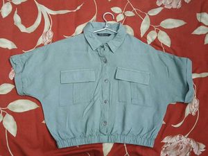 Green Cropped Shirt for kids