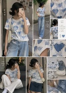 Cute Heart Print Knit Top