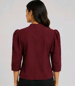 Burgundy Puff Sleeve Top
