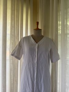 Effortless Linen Blend Button-Up Dress