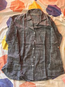 Women’s Grey Plaid Button-Up Shirt