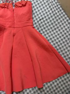 Coral Strappy Fit &amp; Flare Dress