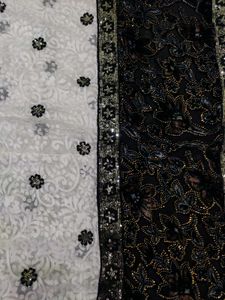 White &amp; Black Designer Saree