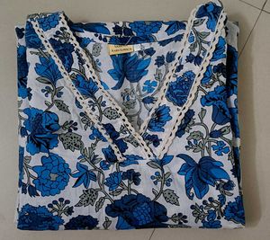 Blue Floral Print Kurta