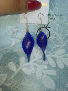 Leaf-Shaped Glass Earrings