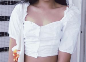 White Puff Sleeve Crop Top