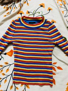 Colorful Striped Long Sleeve Top