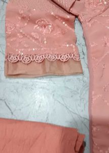 Elegant Peach Embroidered Kurta Set