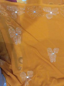 Elegant Yellow Embroidered Saree
