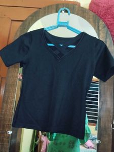 Stylish Black V-Neck T-Shirt