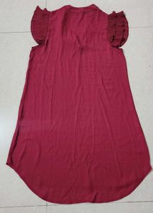Burgundy fancy Sleeves Dress