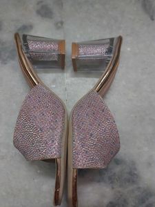 New Sparkly Rose Gold Block Heels UNUSED