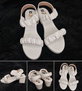White Y2K Platform Block Heel Sandals