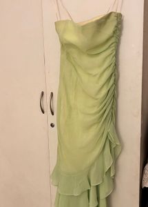 Lime Green Ruffle Strapless Dress