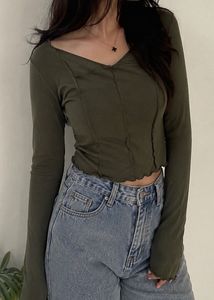 Savana Olive Green Long Sleeve Top