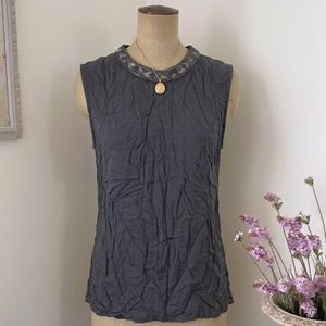 Embellished Neckline Sleeveless Top