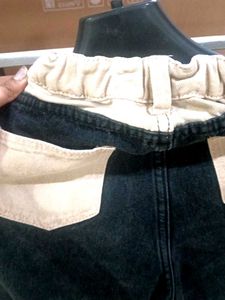 Stylish Black &amp; Beige Panel Jeans