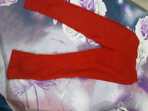 New Red Chiffon Pant With Linning Inside