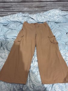 Tan Wide Leg Cargo Pants