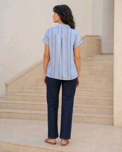 Shein Extended Sleeves Spread Collar Striped Shirt