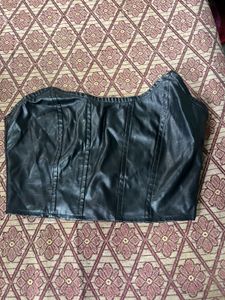 Black Faux Leather Corset Top